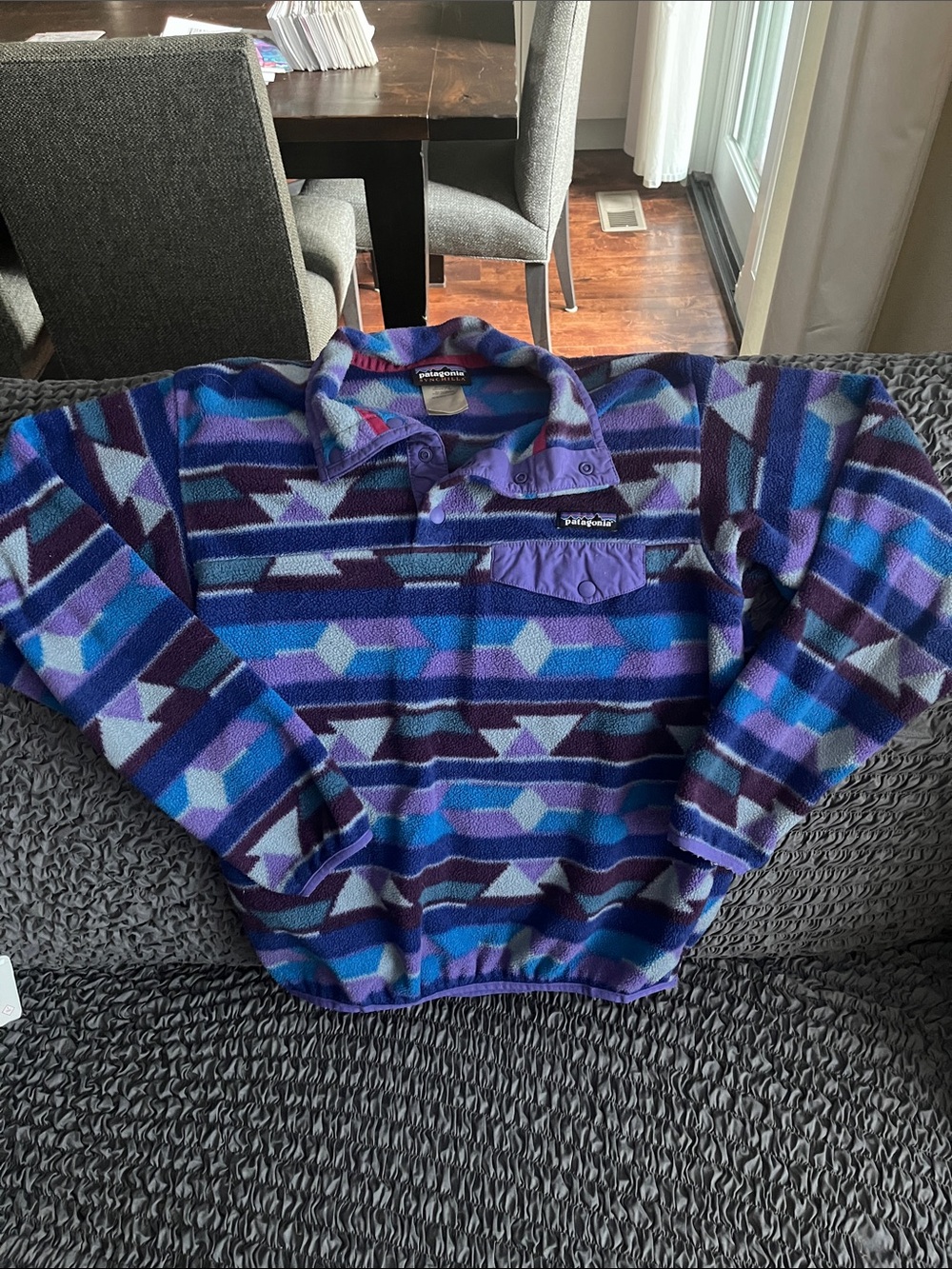 Patagonia Purple & Blue Geometric Fleece Pullover